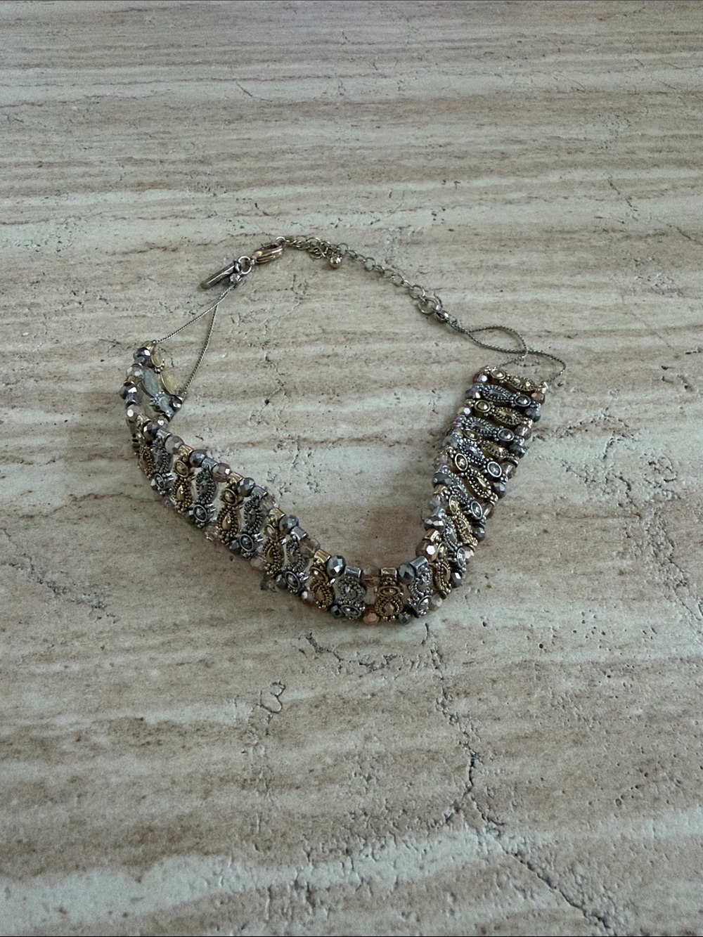 White House Black Market Two-Tone Beaded Choker Necklace